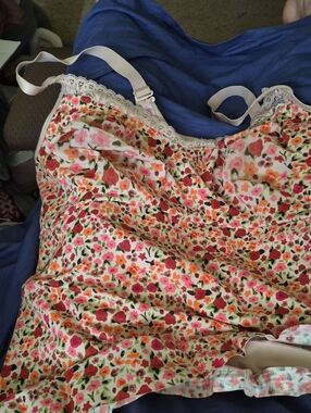 Ruby Ribbon Floral Slip with Pink, Orange and Green Accents
